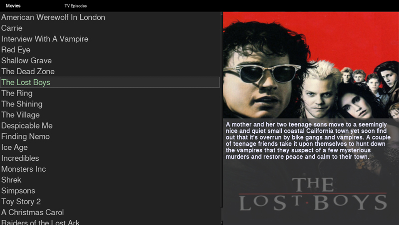 VideoFE's video list